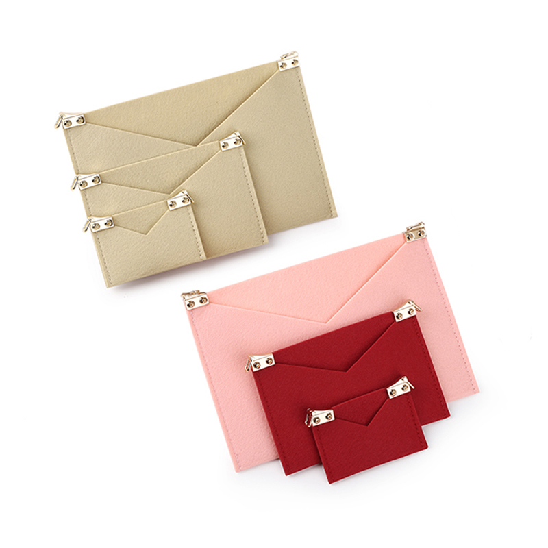 3 Bag Parts Accessories Felt organizer handbag Kirigami insert with Golden chain Crossbody bag Pochette Envelope Insert Organizer 230804 4