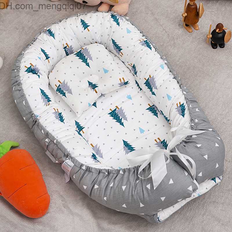 Bassinets Cradles 53x88cm crib with pillow baby nest travel baby and toddler cotton cradle suitable for newborn portable crib bass cushion bumper Z230
