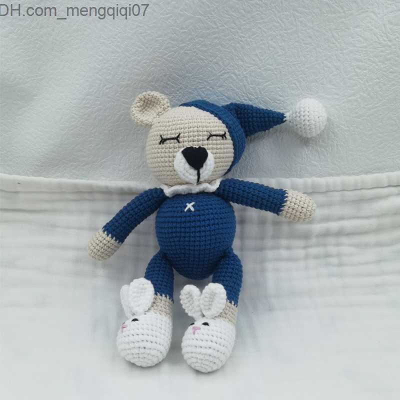 Pacifier Holders Clips# 1 set of DIY crochet bear baby teeth newborn rabbit mouse toy wooden plush tooth ring pacifier clip chain set baby supplies Z2