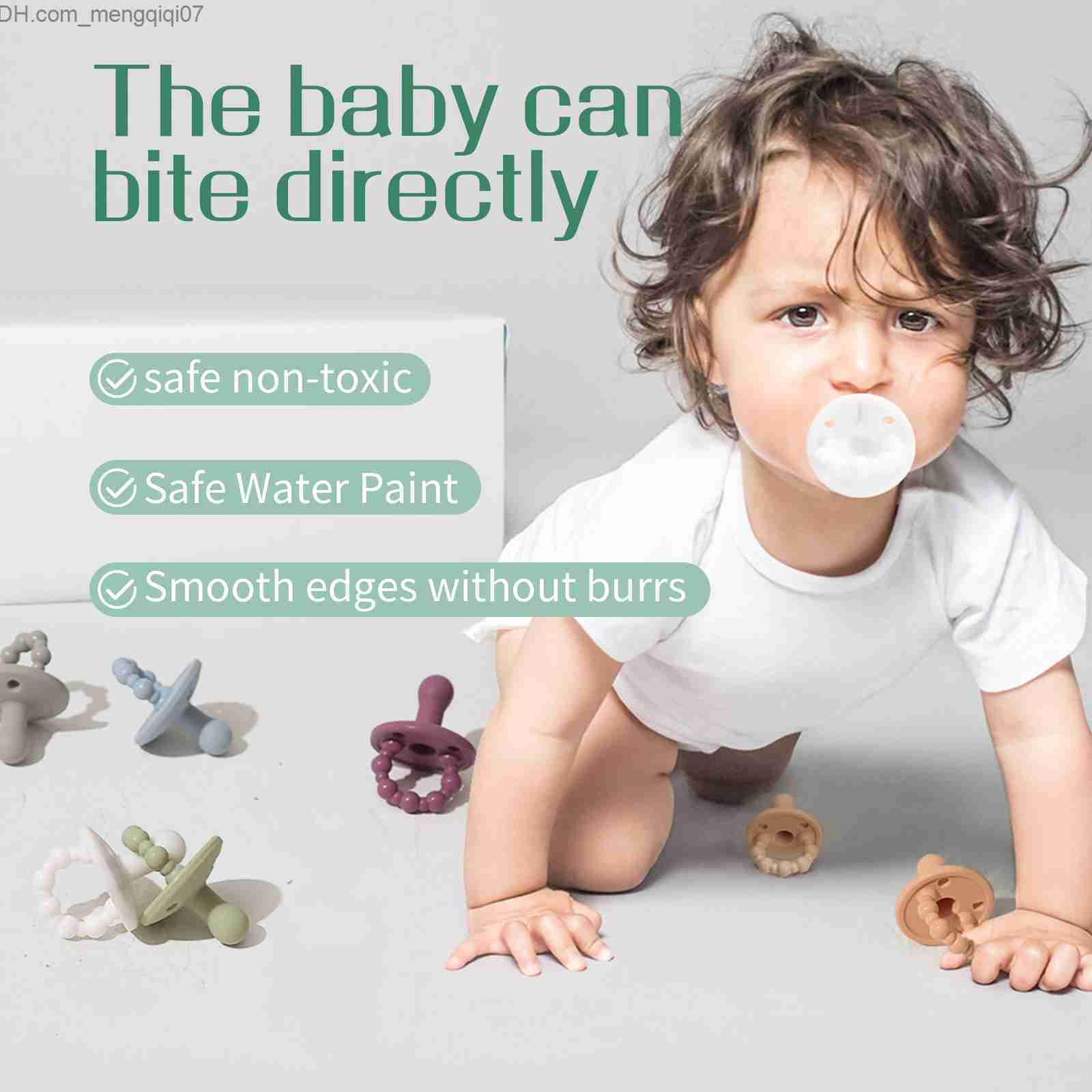 Pacifier Holders Clips# Baby silicone pacifier soft tooth toy used for newborn chewing products soft cushion dummies food grade silicone care accessor