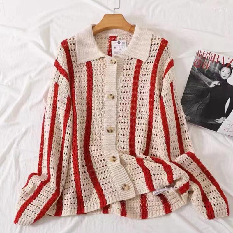 Mens Sweaters Autumn Trend Mens Knit Shirts Fashion Striped Jacquard Cardigan Tops For Men Spring Vintage Button-down Lapel Knitted