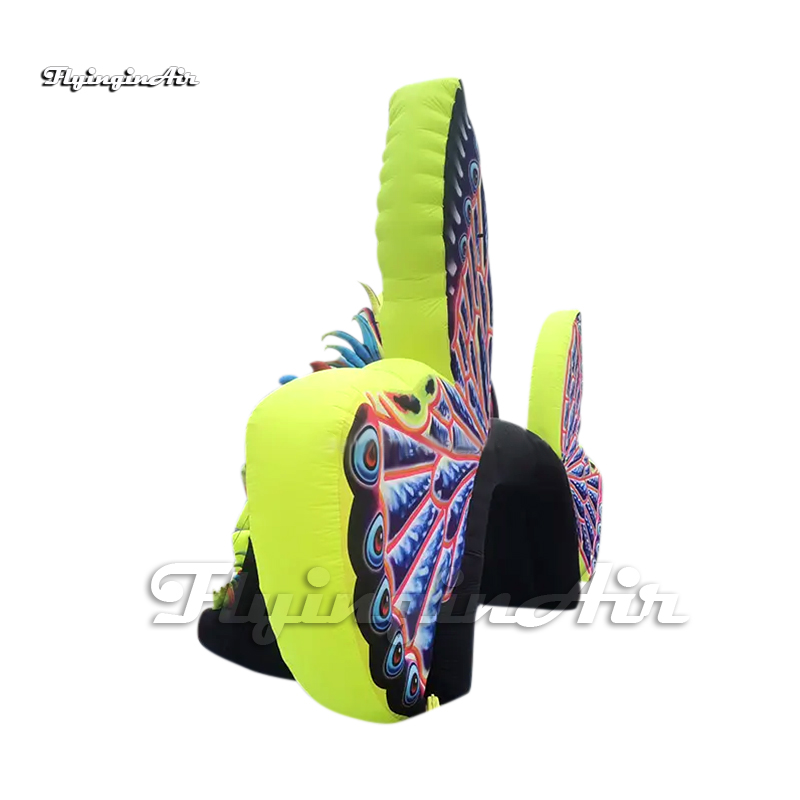 Wonderful Party Tent Large Black Inflatable Marquee Concert Stage Cover Dj Booth With Butterfly Wings For Carnival Decoration