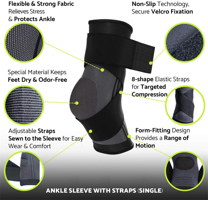 Ankle Support Adjustable Sports Ankle Support Compression Ankle Brace Protector Running Soccer Basketball Gym Ankle Stabilizer Bandage Strap 230803