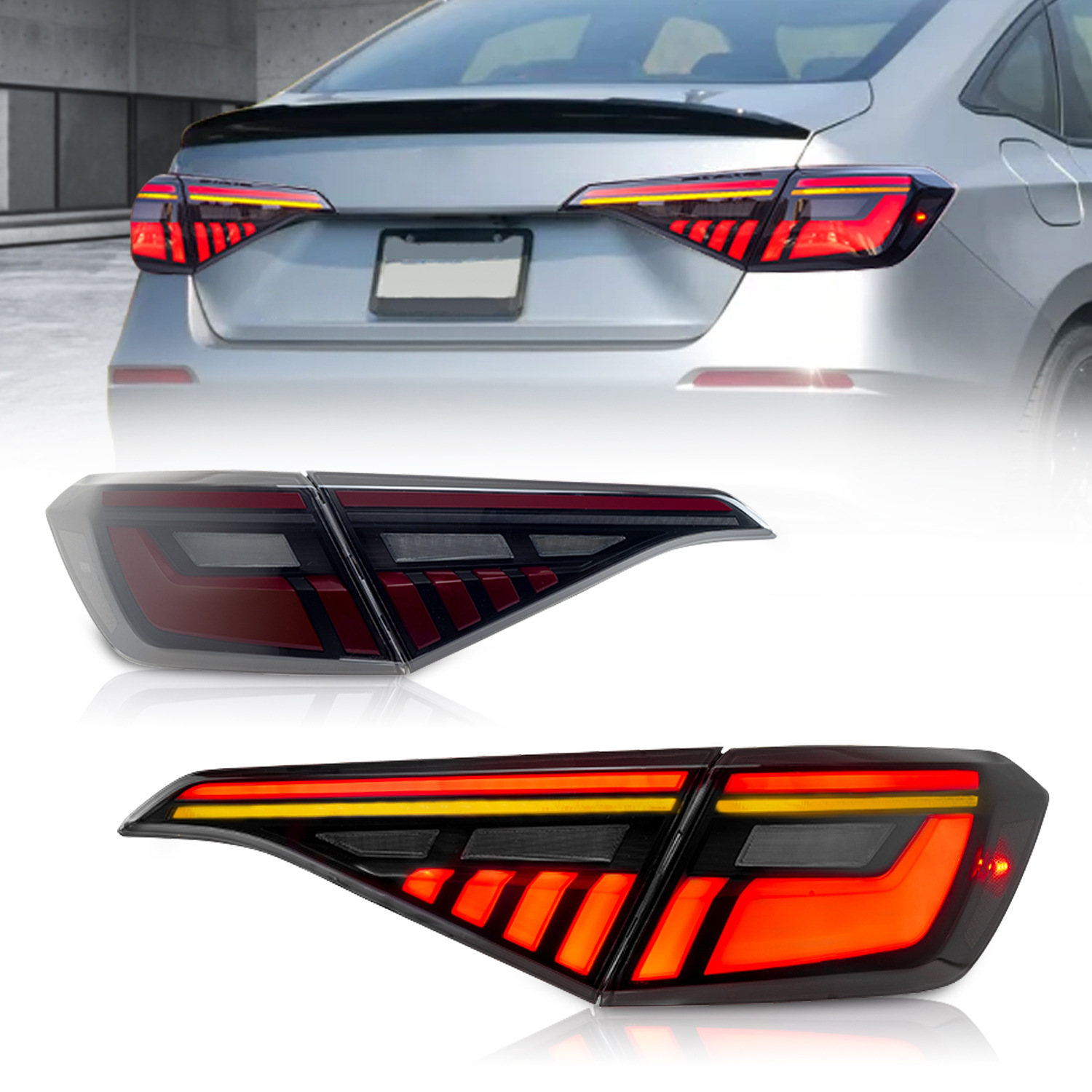 Automobile RGB Rear Lamp For Honda CIVIC 11th Taillight 20 21-2023 LED Brake Lights Reverse Street Light