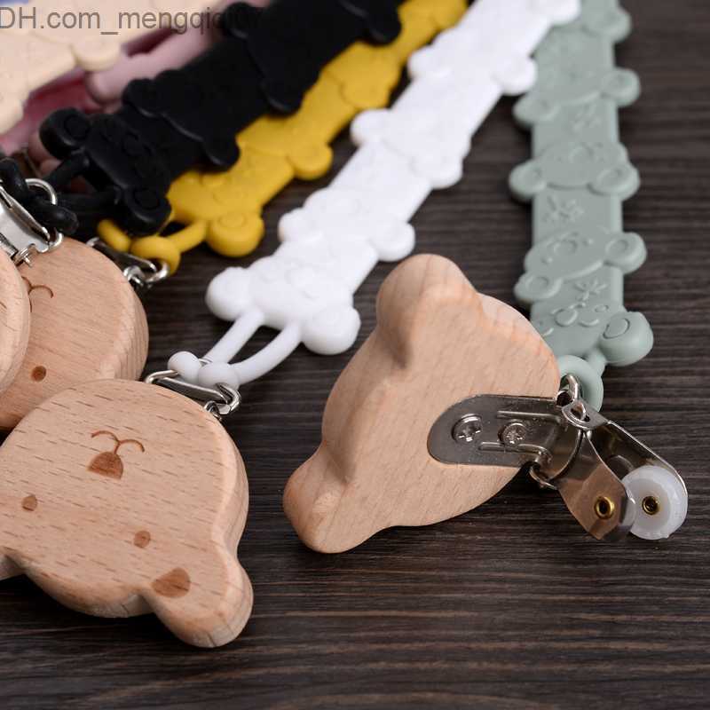 Pacifier Holders Clips# Cartoon animal wooden baby pacifier clip silicone dental forceps baby dummy anti drip chain oral care chewing toy Z230804