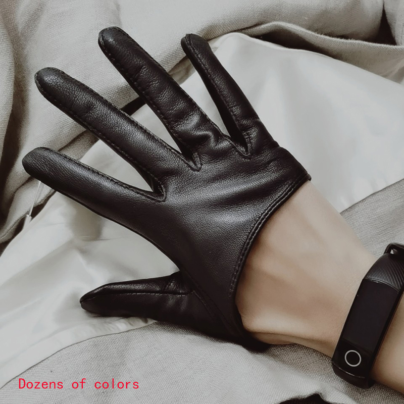 Fingerless Gloves Sunscreen Women s Single Genuine Leather Half palm Real Sheepskin Stage Show Driving gloves No Lining 230804