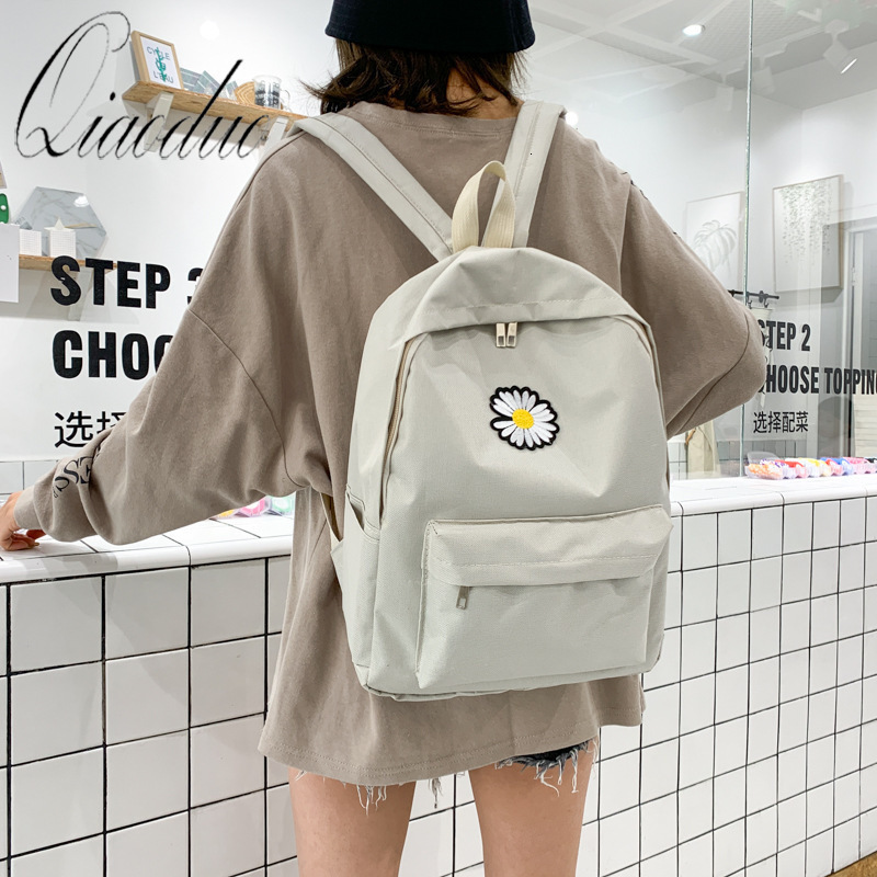 School Bags Qiaoduo Daisy Small Backpack for Teenagers Girls Canva White Bookbag Fashion Travel Street Trend 230804