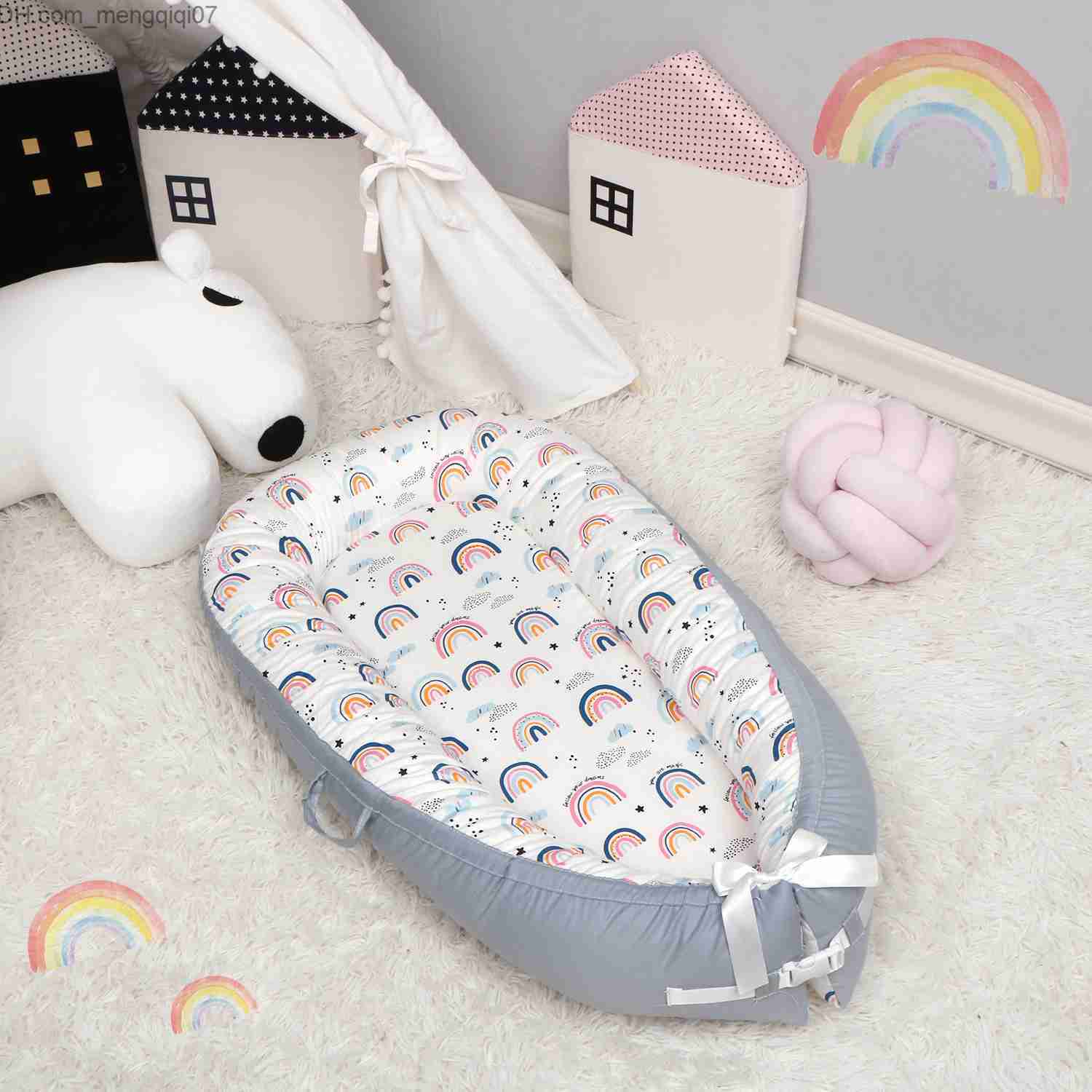 Bassinets Cradles Baby Nest Bed Portable Baby Bed Travel Baby Cradle Suitable for Newborns and Children Bass Cushion Bumper 90x50cm Z230804