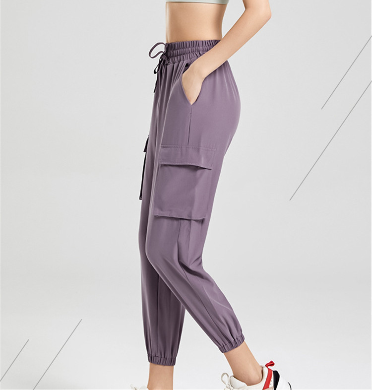 L018 Women Jogging Yoga Loose Pocket Joggers Soft High Waist Big Pockets Elastic Casual Pants Drawstring Legs Sweatpants