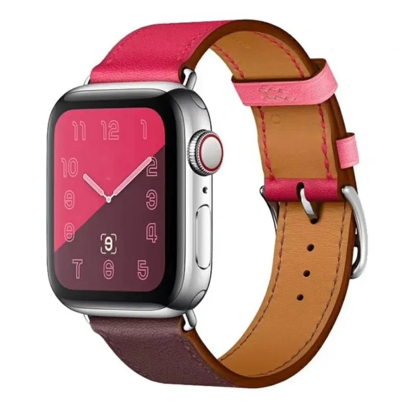 Fashion leather strap for iwatch series Ultra 8/7/6/5/4/3/2/se buckle breathable Loop Belt bond for apple watch 38mm 40mm 42mm 44mm 41 45 49mm strap Accessories