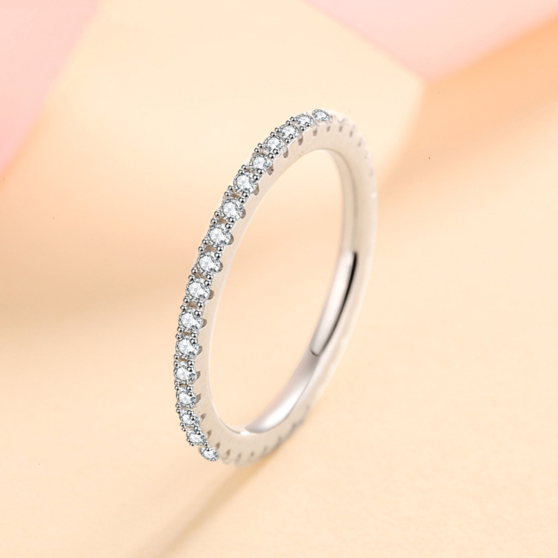 Wedding Rings Smyoue 18k Plated 0 57ct Full Enternity Ring Forn Women S925 Sterling Silver Matching Diamond Band Jewelry 230804