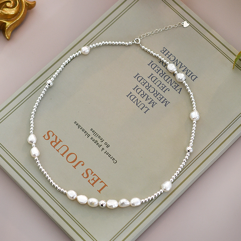 Pendant Necklaces ASHIQI Natural 7mm Baroque Pearl Choker Necklace 925 Sterling Silver Jewelry for Women Trend 230804