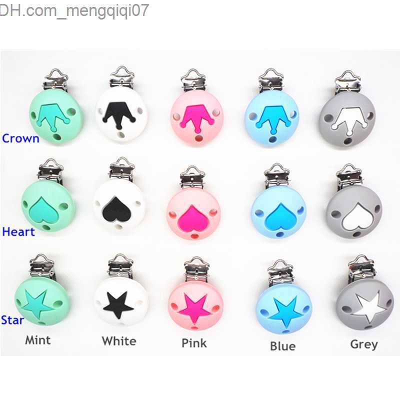 Pacifier Holders Clips# Chenkai 10 piece silicone center star crown dental clip DIY baby pacifier denture chain bracket soft toy clip Z230804