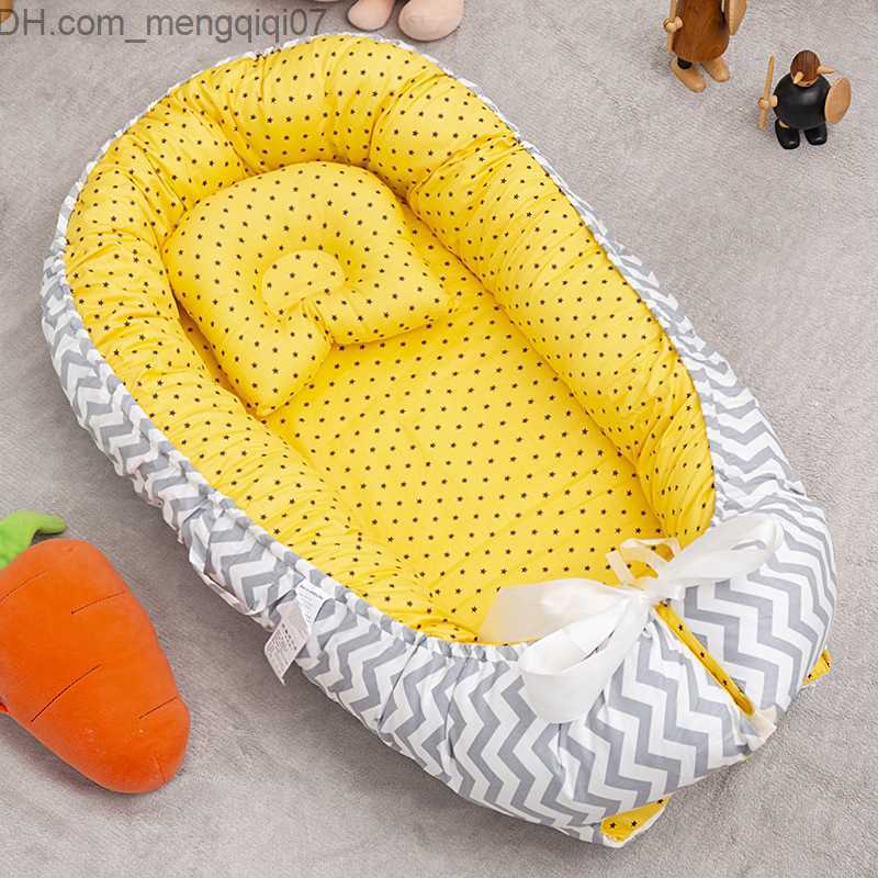 Bassinets Cradles 53x88cm crib with pillow baby nest travel baby and toddler cotton cradle suitable for newborn portable crib bass cushion bumper Z230