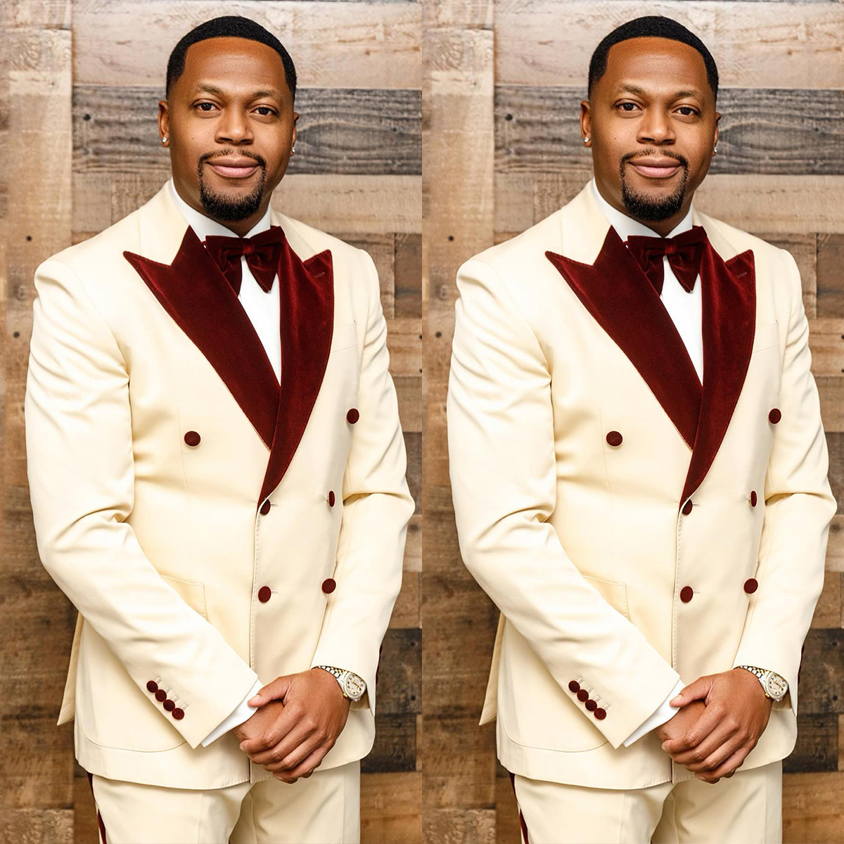 Royal Wedding Mens Suits Slim Fit Double Breasted Groom Tuxedos Peaked Lapel 2 Pieces Jacket Pants For Male Custom Made