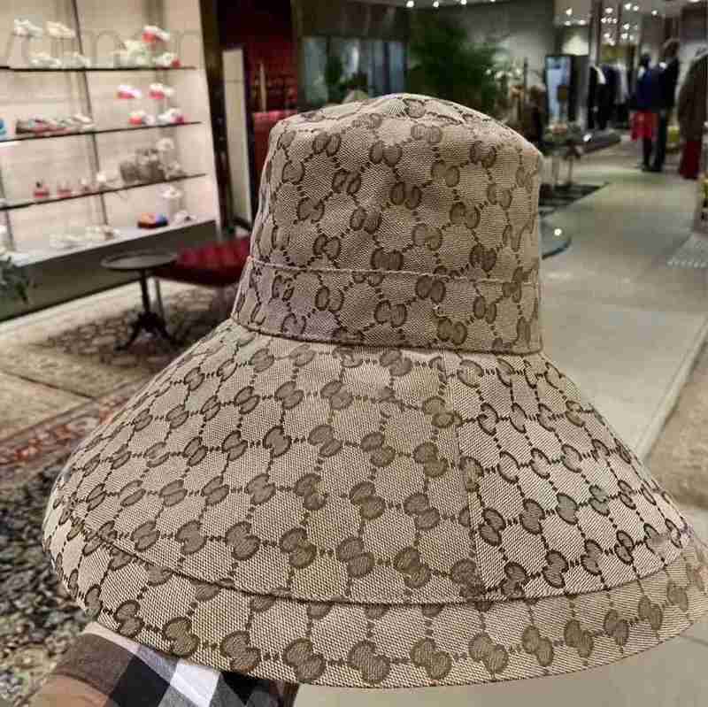 Ball Caps designer 23 New high quality correct version G family jacquard letter oversize brim Bucket hat men and women's fashionable sunshade basin PUAZ