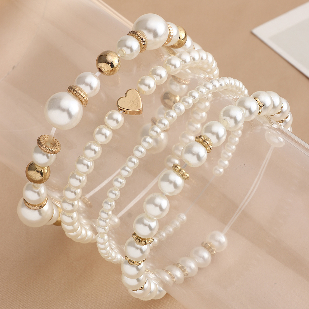 Charm Bracelets 4pcs Real Freshwater Round Pearl Bracelet For Women Natural Jewelry Girl Daughter Birthday Gift 230803