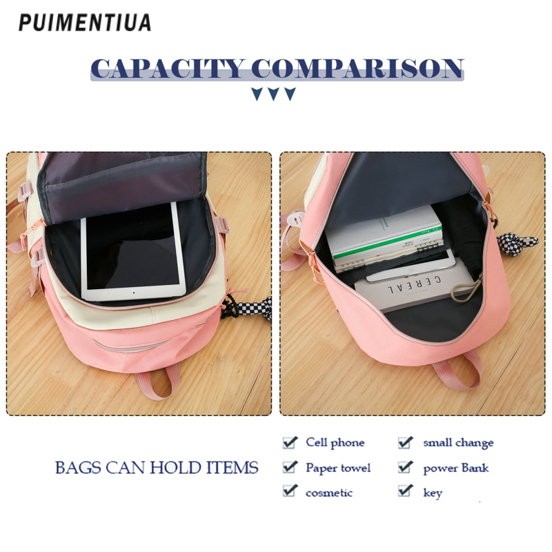 Backpacks 5pcs Sets Harajuku Kawaii Kids School Backpack Cute Women's Bagpack Bookbag Laptop Bag For Teenage Girls Students Bag Rucksack 230803