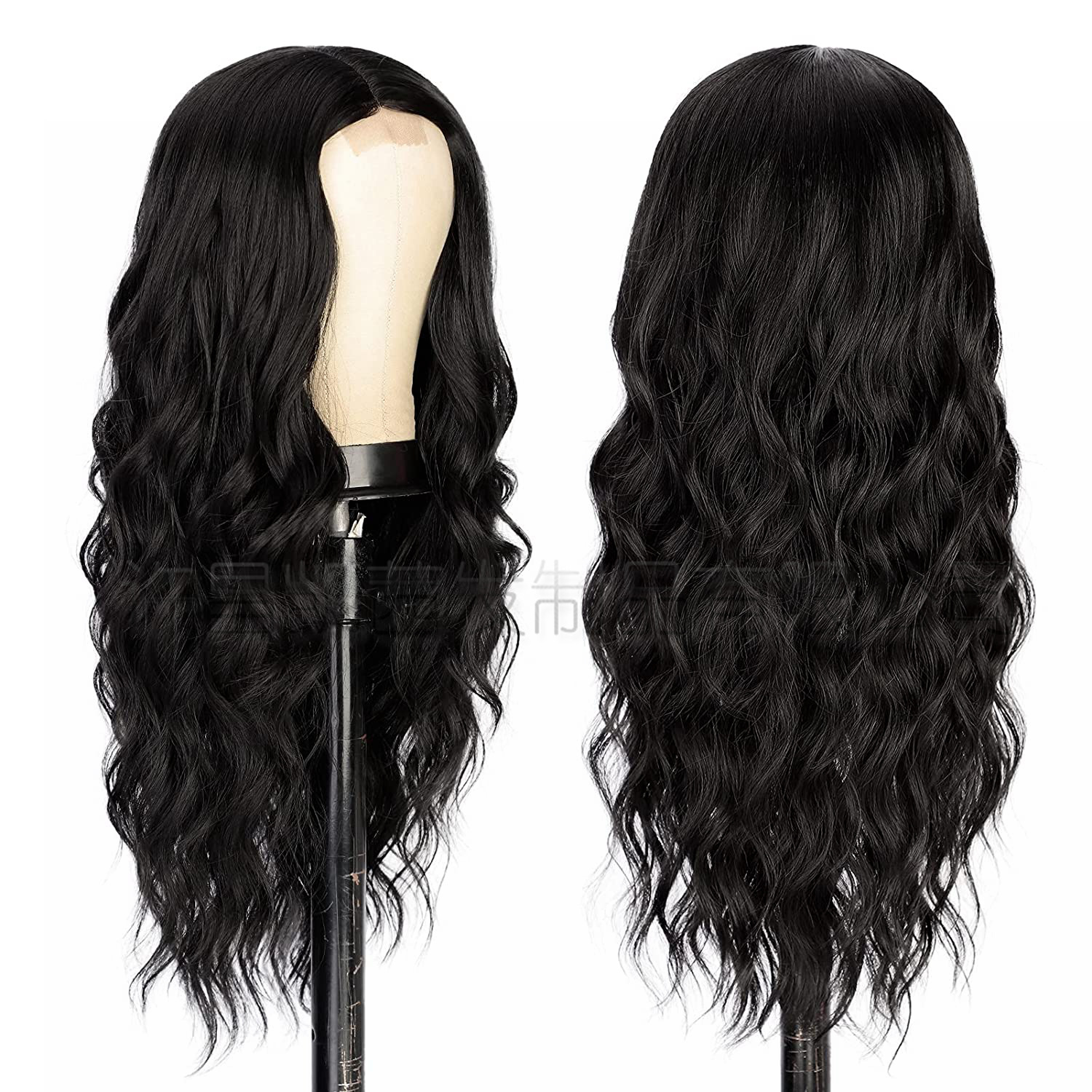 Synthetic Wig 26inch Curly Hair Products Mechanism Wig Part Lace 350# Color 1B 2396-R4/16/60