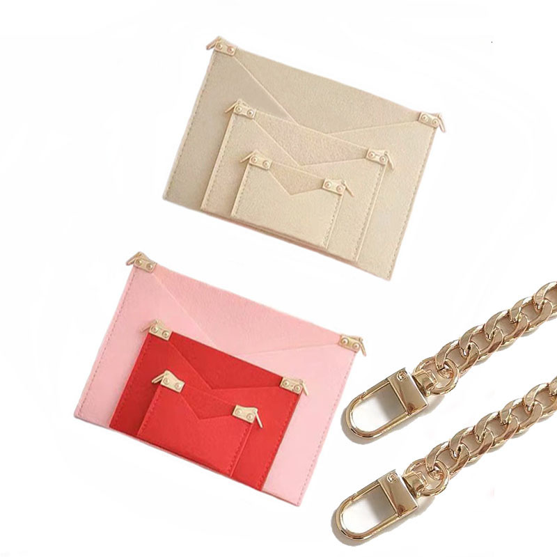 3 Bag Parts Accessories Felt organizer handbag Kirigami insert with Golden chain Crossbody bag Pochette Envelope Insert Organizer 230804 4