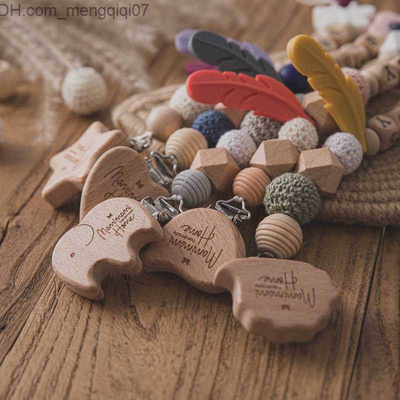 Pacifier Holders Clips# 1 personalized name baby pacifier chain feather handmade baby pacifier bracket clip virtual chain baby teeth toy baby chewing 