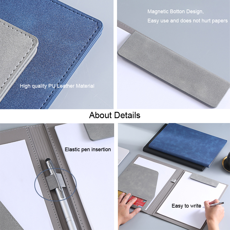 Filing Supplies 129x96in A4 Leather Business Folder Padfolio Portfolio Magnetic Clipboard Conference Folders Document filing Organizer Office 230804