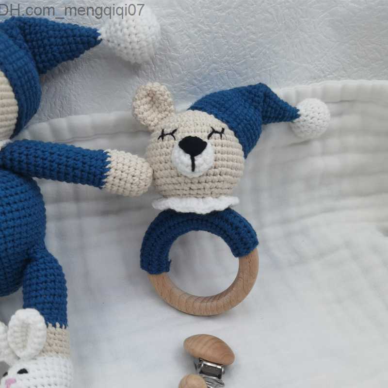 Pacifier Holders Clips# 1 set of DIY crochet bear baby teeth newborn rabbit mouse toy wooden plush tooth ring pacifier clip chain set baby supplies Z2