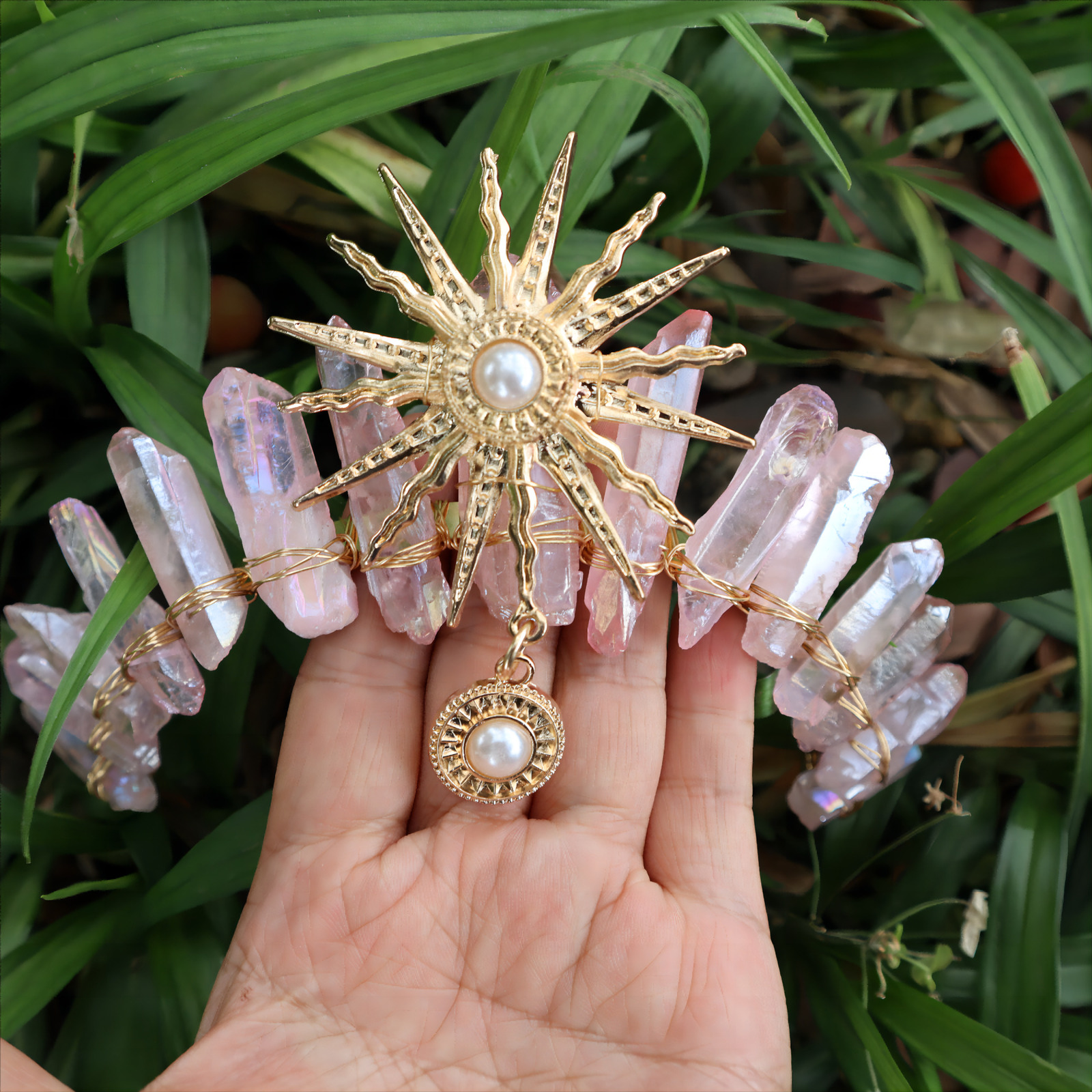 Wedding Hair Jewelry Raw crystal crown The sun goddess Tiaras jewelry hair accessories headband p ography props dress party gifts 230804