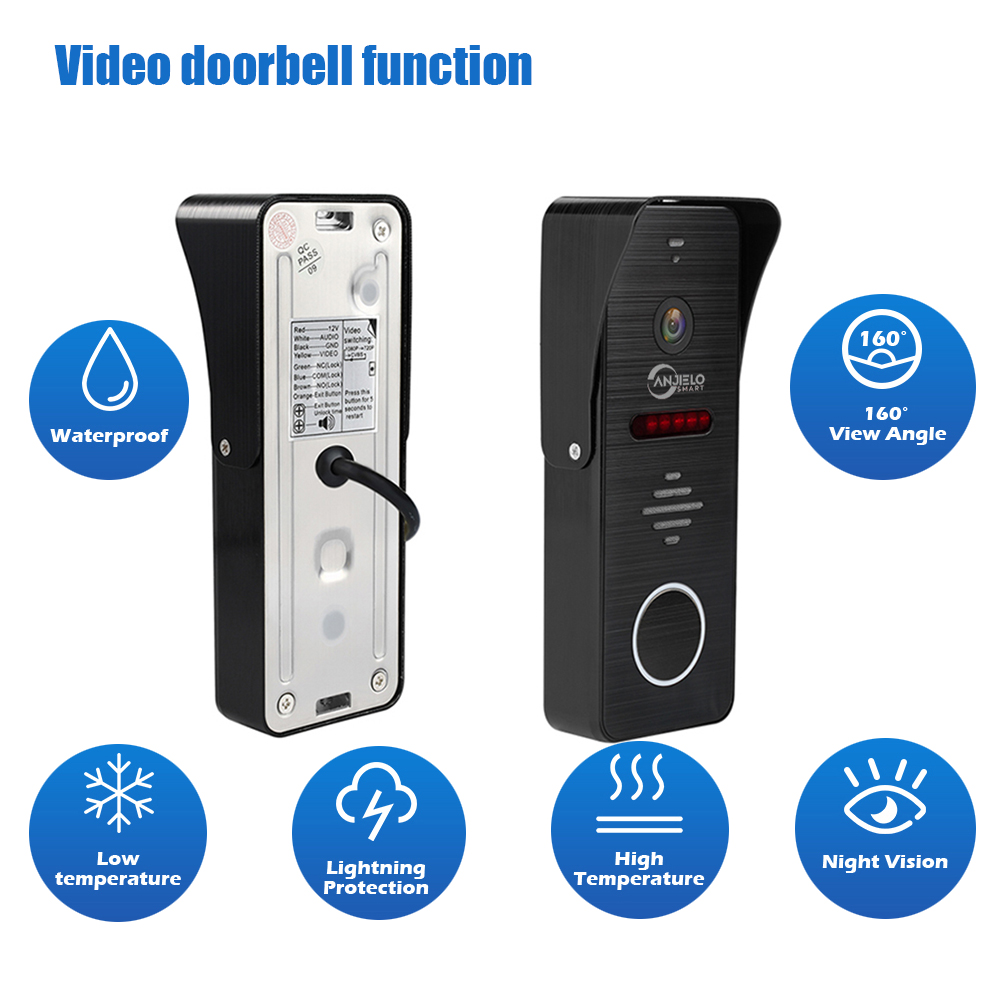 wide angle 7inch screen video doorphone with night vision home and villa security system