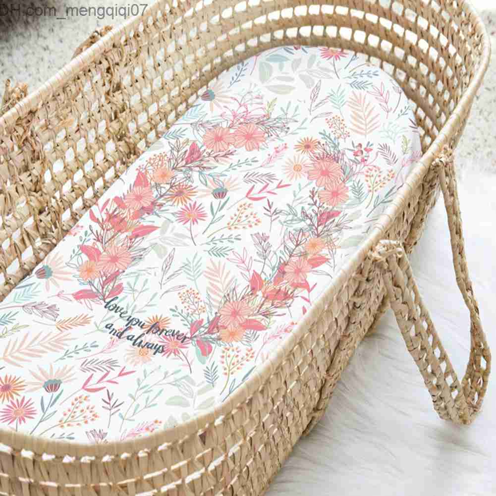 Bassinets Cradles Bassnet Mattress Cover floral pattern detachable spandex baby cradle bed sheet for baby accessories Bassnet Mattress Cover Baby Z230