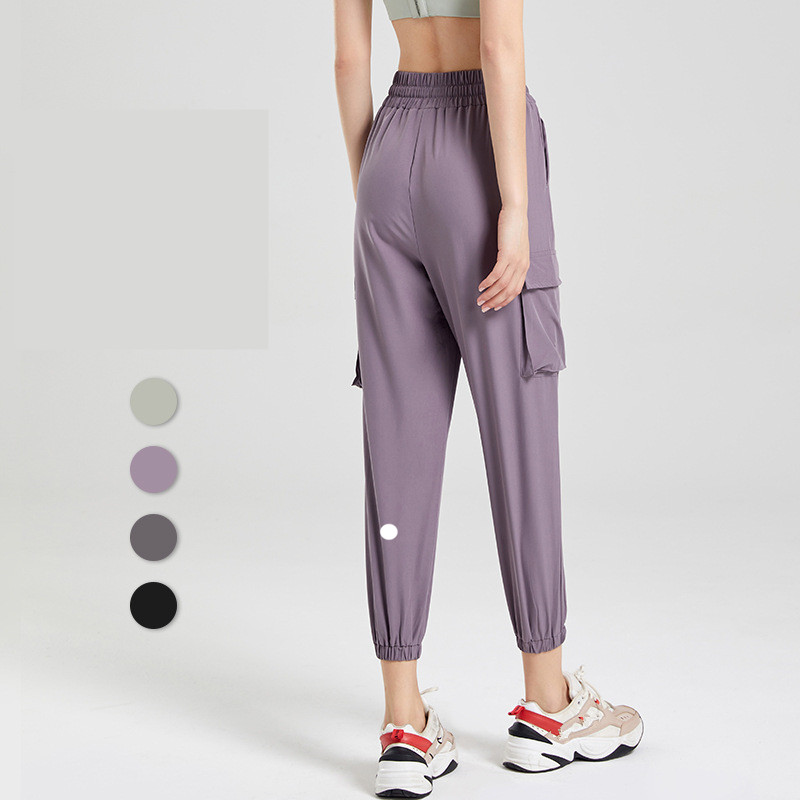 L018 Women Jogging Yoga Loose Pocket Joggers Soft High Waist Big Pockets Elastic Casual Pants Drawstring Legs Sweatpants