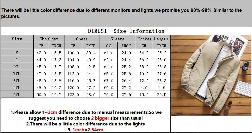 Men's Jackets DIMUSI Spring Autumn Men's Bomber Jackets Casual Male Outwear Windbreaker Stand Collar Jacket Mens Baseball Slim Coats 5XL YA8
