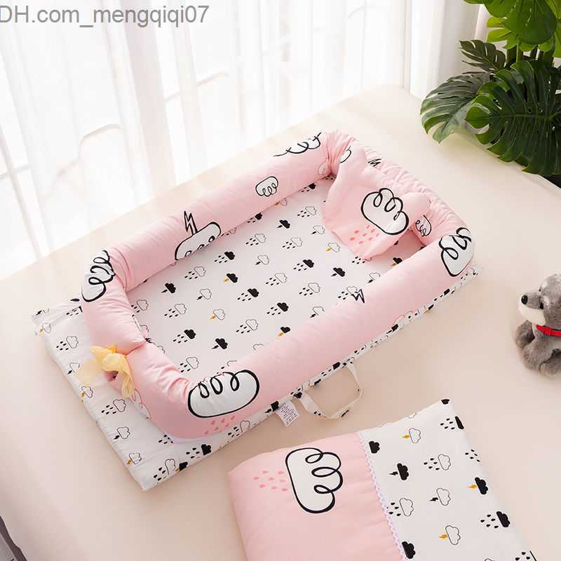 Bassinets Cradles Columnpios Ni os Removable Travel Baby Nest Protector Round Lounge Bed Bumper Newborn Portable Baby Cradle Soft Baby Bassnet Z230804