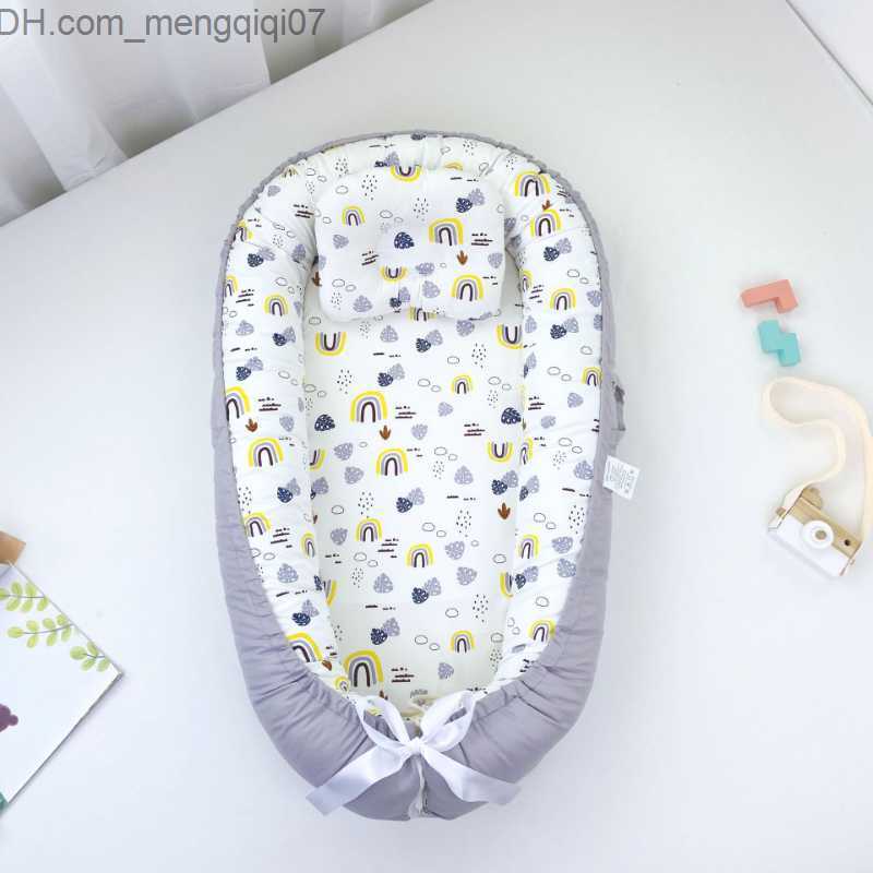 Bassinets Cradles Baby crib with pillow baby cotton cradle suitable for newborn portable crib travel 90x50x12cm baby subwoofer bumper Z230804