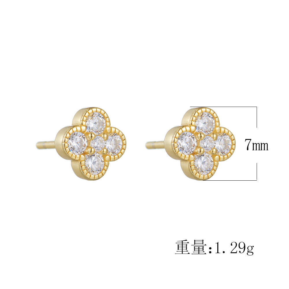 Stud Four Leaf Clover stud earrings 925 Sterling silver 14k gold plated Delicate Cubic Zirconia jewelry Fashion for Women 230804
