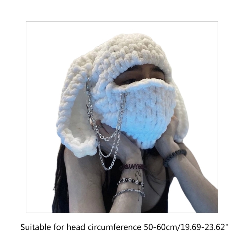 Wide Brim Hats Bucket White Color Knitted Eye Exposed Hat Elastic Ear Protects Warm Fluffy Winter Cycling Skiing Supplies O12 22 Drops 230804