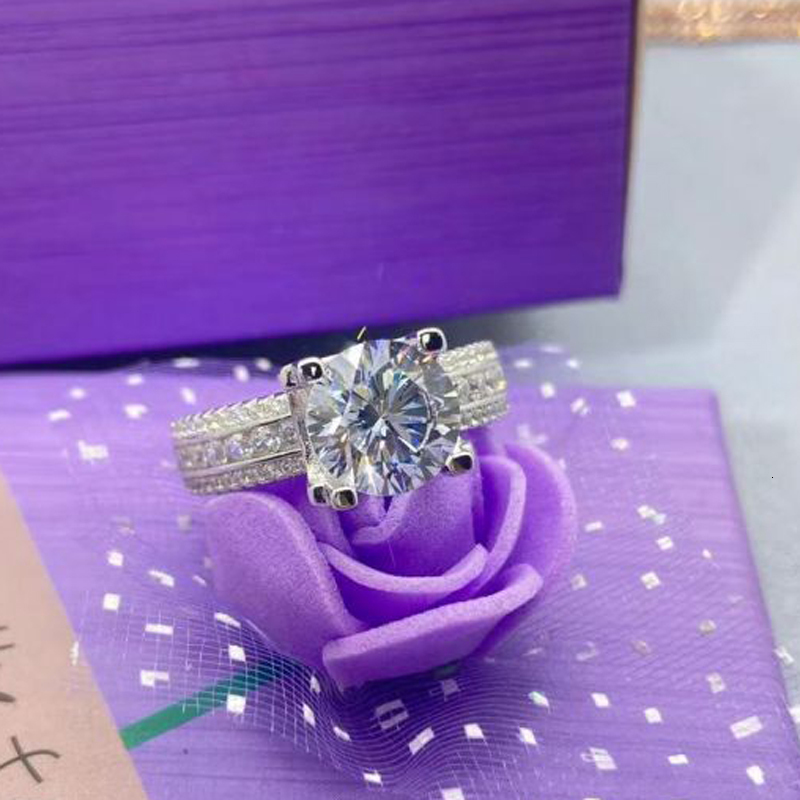 Wedding Rings Real 2 Carat 8mm Ring For Women 925 Sterling Silver Band D Color VVS Diamond Engagement Fine Jewelry With Gra 230804