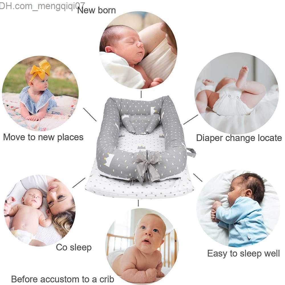 Bassinets Cradles Baby Nest Baby Bed Portable Lounge Bassnet Bumper Sleep with Pillow Cushion Cotton Baby Bed Travel Cradle Neonatal Baby Bed Z230804
