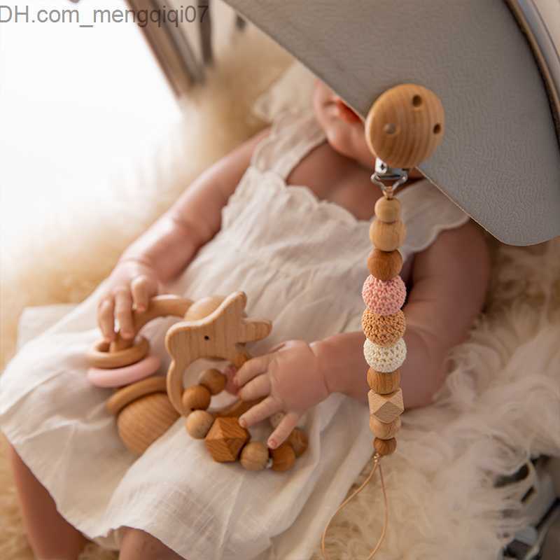 Pacifier Holders Clips# 3 pieces/set baby wooden music speaker pacifier virtual clip teeth bracelet hanging mobile bracket gym baby stroller game toy 