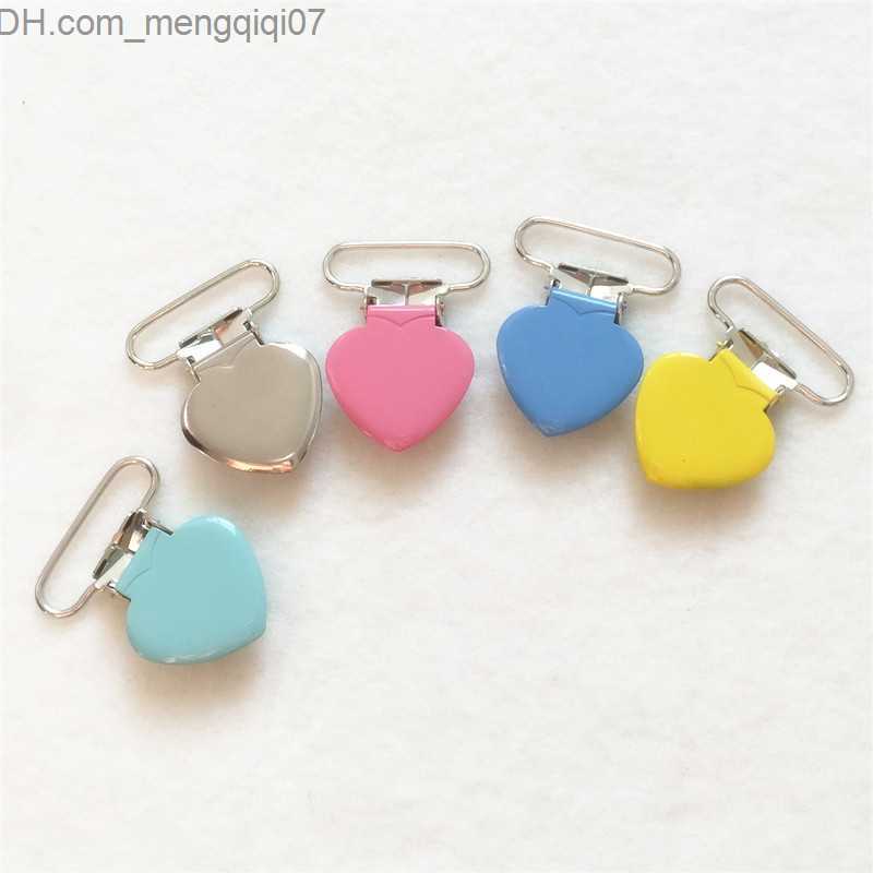 Pacifier Holders Clips# Chenkai 50 pieces 25mm 1 inch baby pacifier metal heart clip DIY MAM dummy lipstick suspension tooth charm chain shelf toy cli