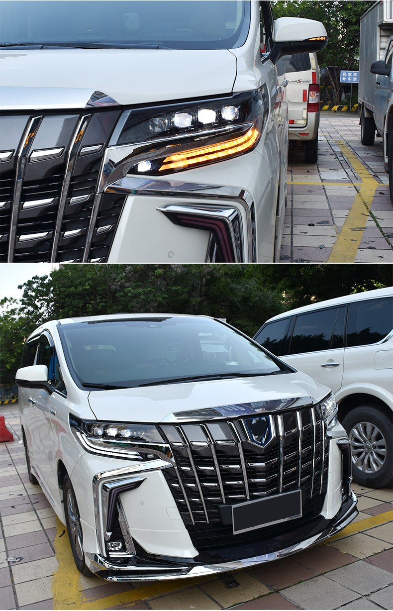 Car Headlights For Alphard 30 Series 20 15-20 21 Upgrade 4-eye Style DRL Front Lamp Signal Running Headlight