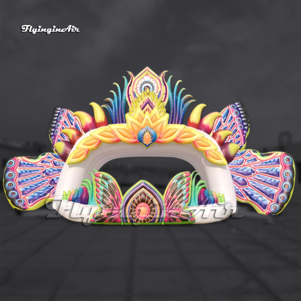 Beautiful Large White Inflatable Tent Concert Stage Performance Dj Booth Air Blow Up Cabin With Butterfly Wings For Carnival Event