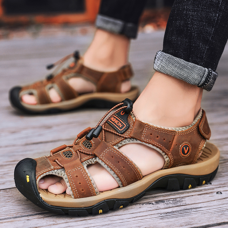 Sandals Leather Men Shoes Summer Large Size Men's Sandals Men Sandals Fashion Sandals Slippers Big Size 38-47 230804 - view 4