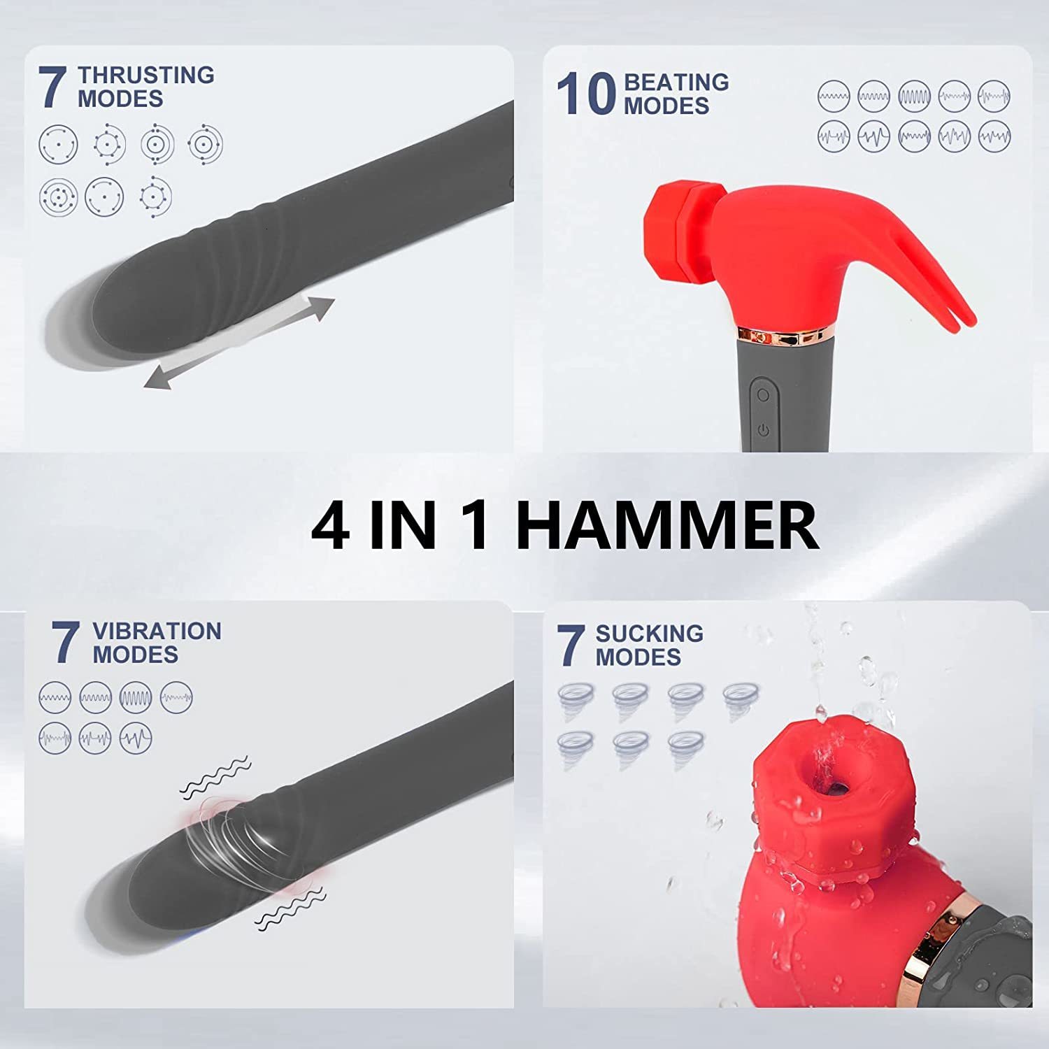 Vibrators LICKLIP 4IN1 Love Hamma Vibrator G Spot Clitoris Stimulation Dildo Hammer Shape Vibrator Sucker Vibration Sex Toy For Women 18 230803 - view 4