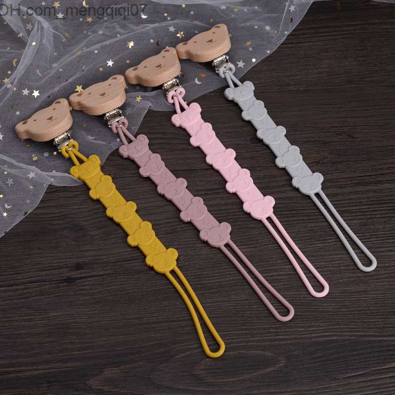 Pacifier Holders Clips# Cartoon animal wooden baby pacifier clip silicone dental forceps baby dummy anti drip chain oral care chewing toy Z230804