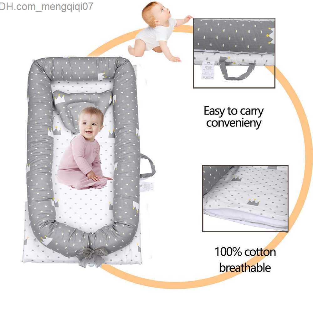 Bassinets Cradles Baby Nest Baby Bed Portable Lounge Bassnet Bumper Sleep with Pillow Cushion Cotton Baby Bed Travel Cradle Neonatal Baby Bed Z230804