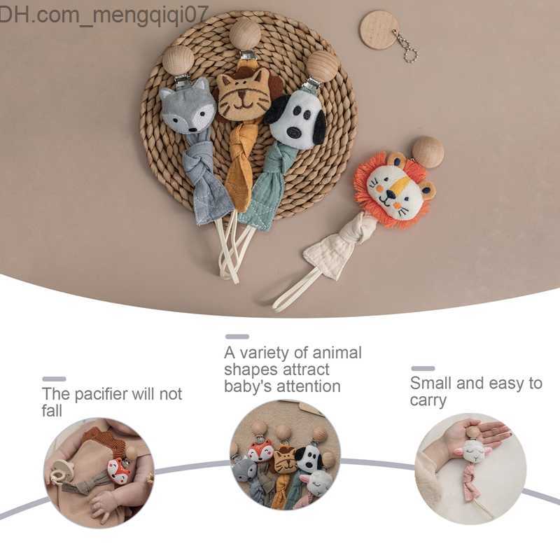 Pacifier Holders Clips# 1 baby pacifier chain cotton cartoon animal virtual pacifier clip chain teeth wooden pacifier clip baby chewing toy Z230804