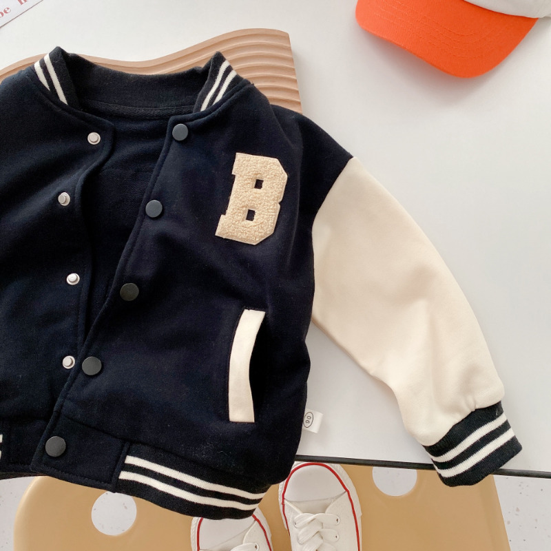 Jackets Spring Baby Boys Letters Baseball Jacket Kids Cotton Clothes Children College Style Coat Girls Varsity Bomber Outerwear Uniform 230803