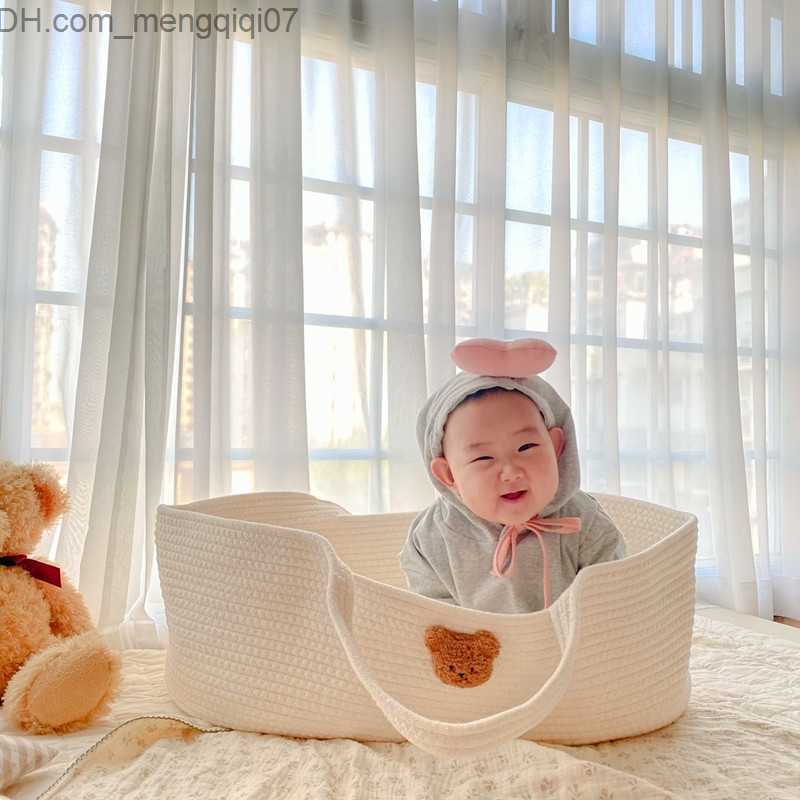 Bassinets Cradles Cotton rope woven crib cradle replacement basket for sleeping portable nest bed kit Berco Bassnet Z230804
