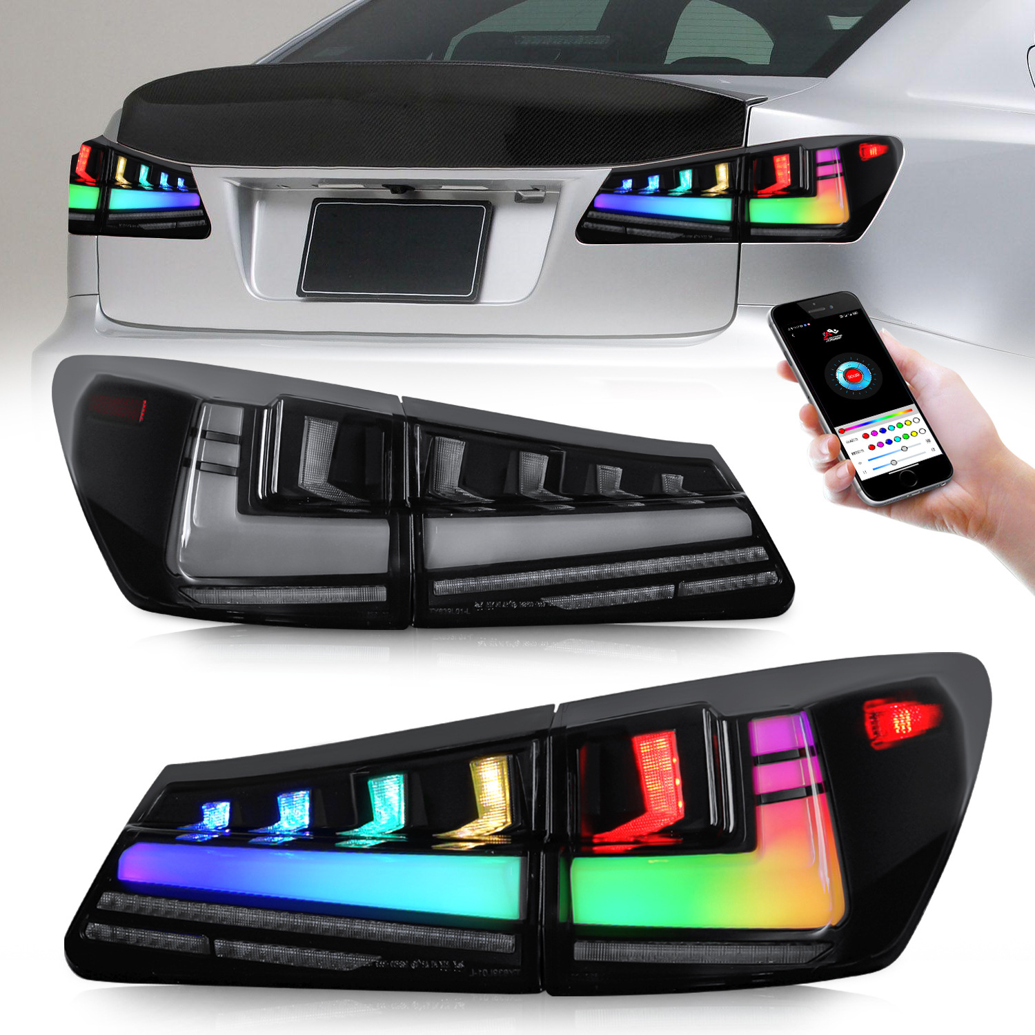 Auto Tail Lights For Lexus IS250 IS300 IS350 2006-2012 RGB Rear Brake Reverse Light Turn Signal Stop Taillights Assembly